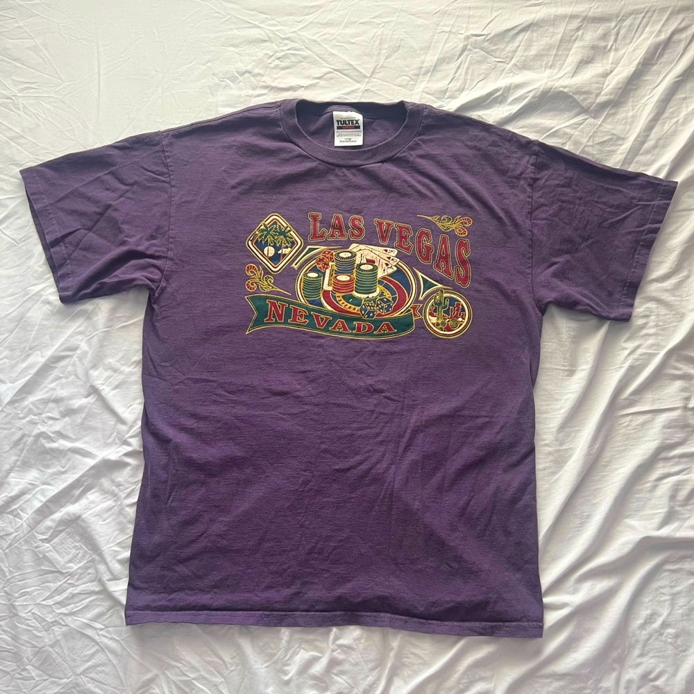 Las Vegas Nevada Purple Poker Table Graphic Tee Large